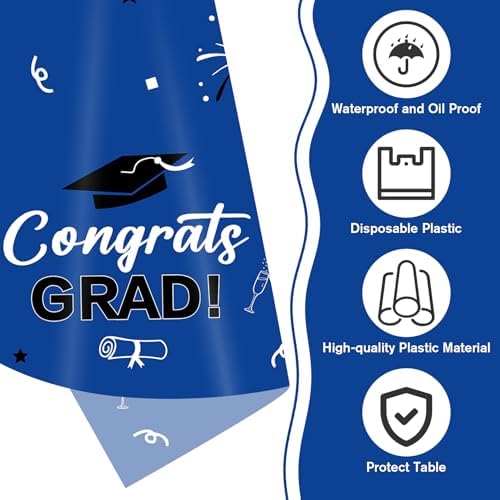 Slergut Graduation Tablecloth Set Blue 2025 3 Pack