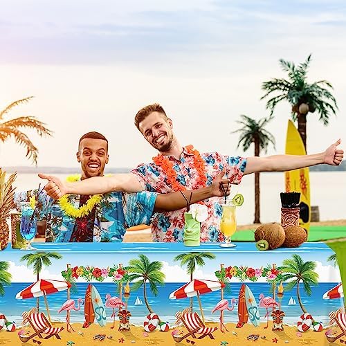 3 Pack Summer Beach Plastic Tablecloths with Hawaiian Design