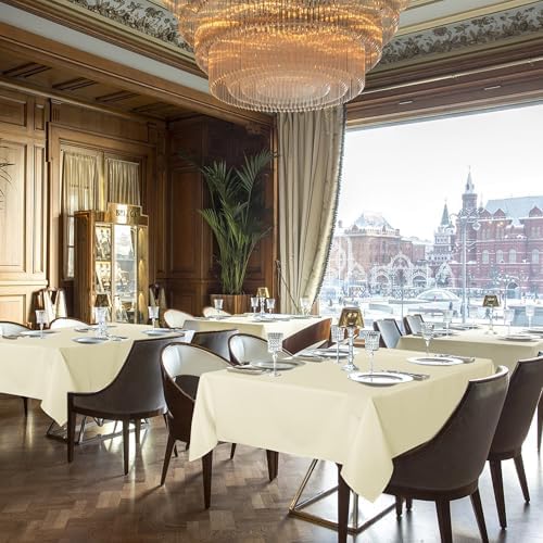 Sancua 6 Pack Rectangle Tablecloths for 4ft Tables 60x84 Inch Beige Washable Table Cover