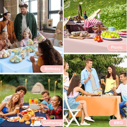 3 Pack Light Pink Plastic Tablecloths 54x108 Inch Party Covers