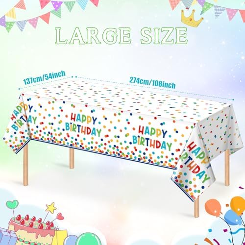 3 Pack Happy Birthday Tablecloths with Polka Dots