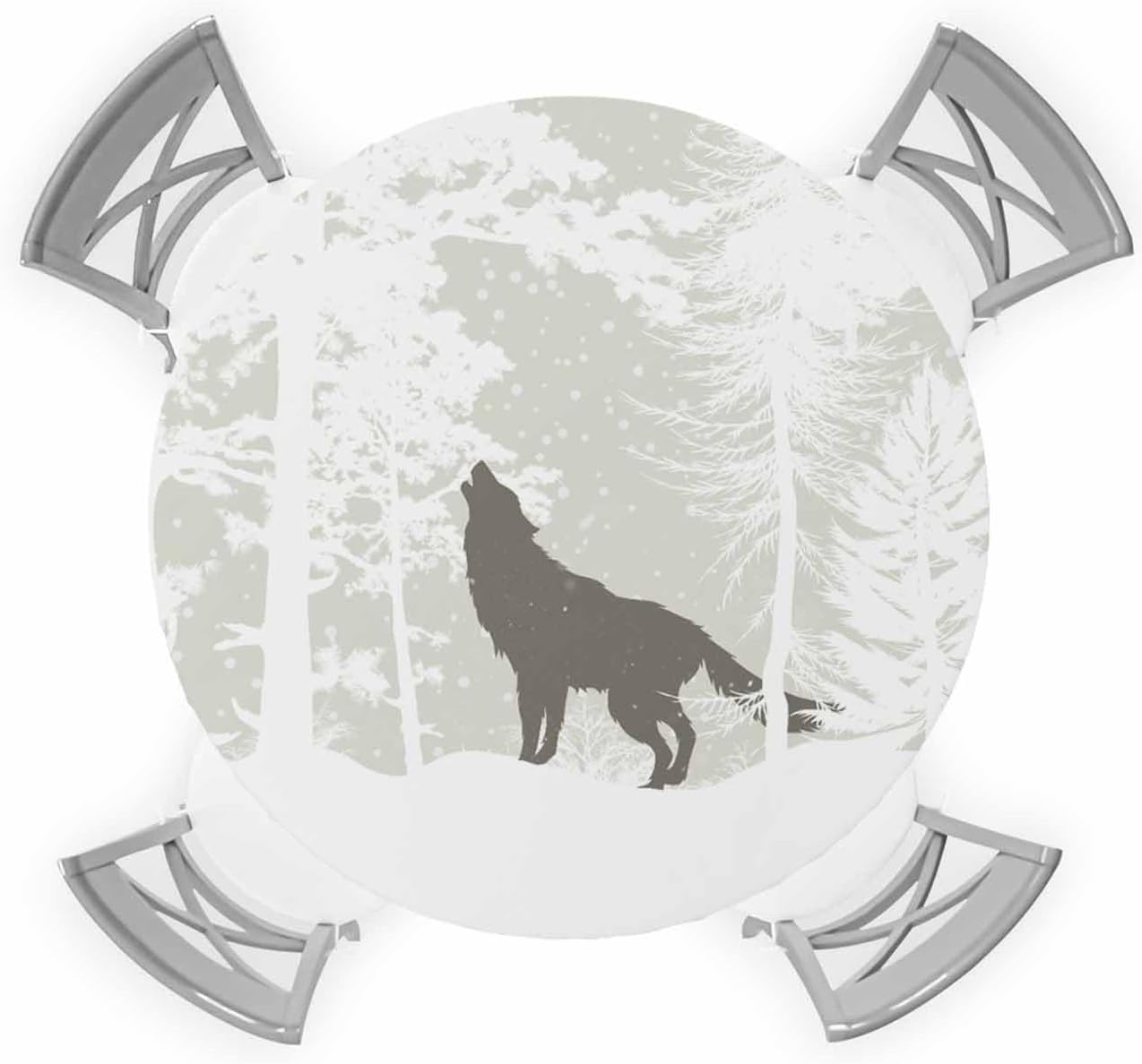 Winter Wolf Round Waterproof Table Cover Fitted Tablecloth 36-44 Inches