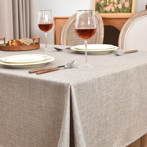 Fitable Nature Faux Linen Tablecloths 2 Pack Neutral 60x84 Inch