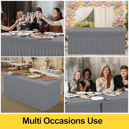Smiry Spandex Tablecloth 5FT Rectangle Grey