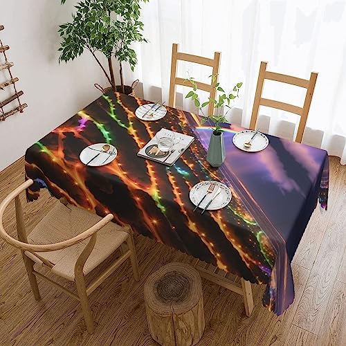 Rainbows and Lights Rectangle Tablecloth 54x72 Inch Washable Decor