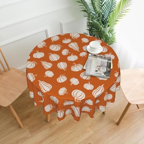Fall Tablecloth 60 Inch Round White Halloween Decor