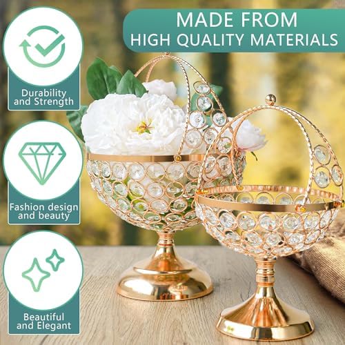 Crystal Candy Bowl Holder Decorative Fruit Bowl Stand Flower Basket Ornament Home Decor Table Centerpiece Gold S