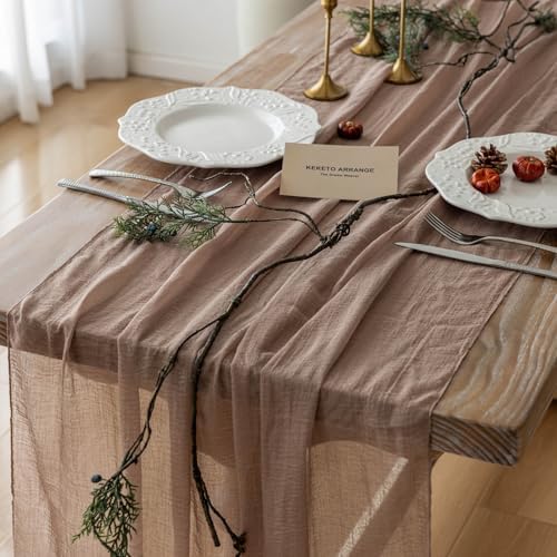 Nude Cheesecloth Table Runner 120 Inch Rustic Boho Decor