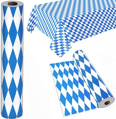 52 In x 100 Ft Bavarian Blue Tablecloth Roll for Oktoberfest Party Decorations