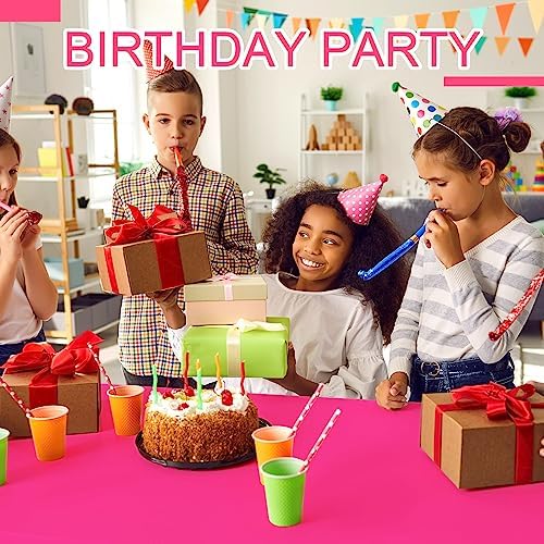 Peryiter 12 Pack Assorted Neon Plastic Tablecloths Rectangle 54x72 Inch