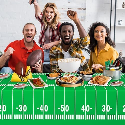 Mulbozy Football Tablecloth 2 Pack Touchdown Cover for Parties