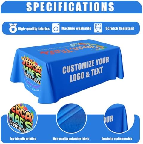 Custom Table Cloth with Business Logo Text Personalized Table Runner for Events