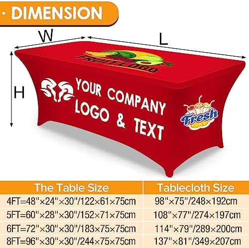 Custom Tablecloth with Business Logo 4FT Rectangular Spandex