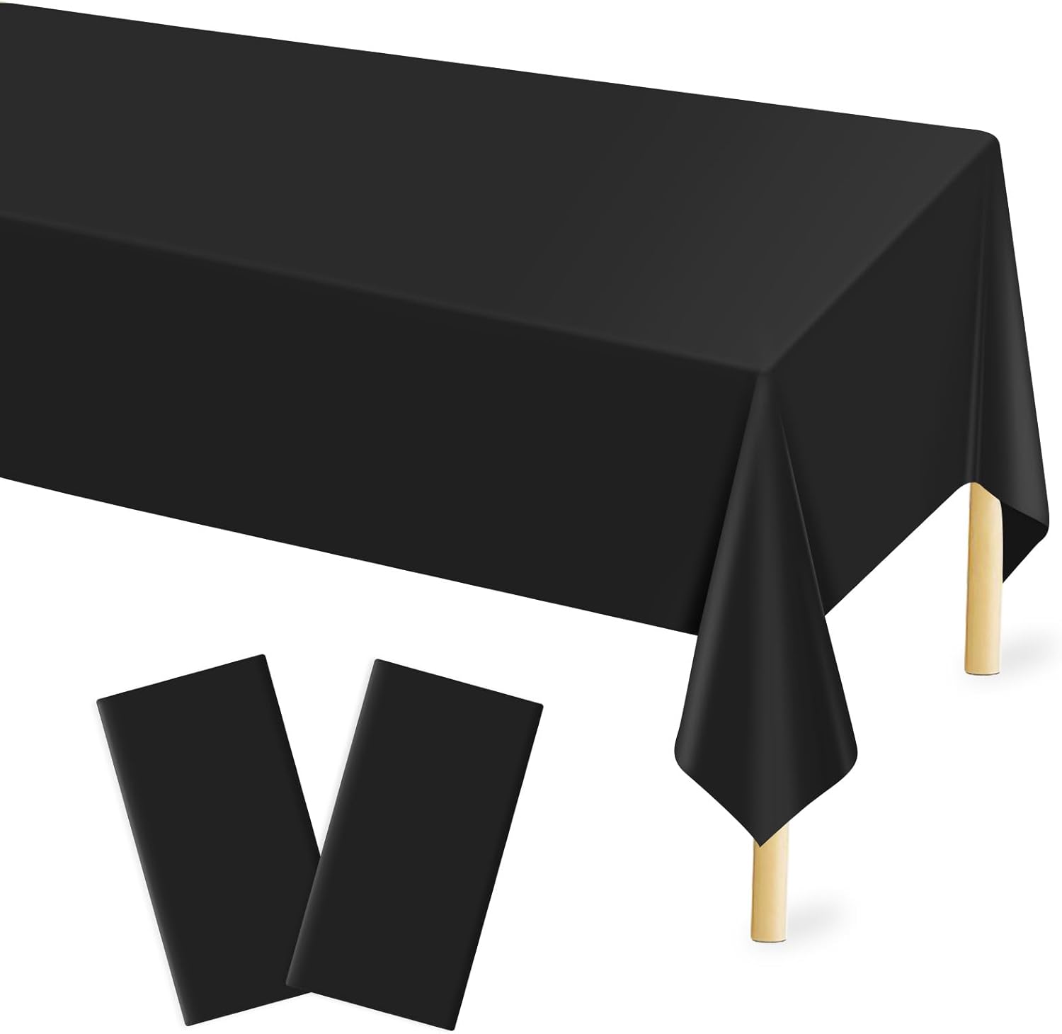 Mulbozy 2 Pcs Black Plastic Tablecloth for Rectangle Table 54x108 Inches