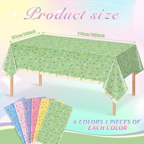 Hallswl 6 Pack Ice Cream Themed Tablecloths