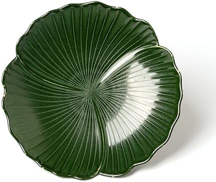 Green Ceramic Fruit Bowl with Lucky Clover Design 85 Inch