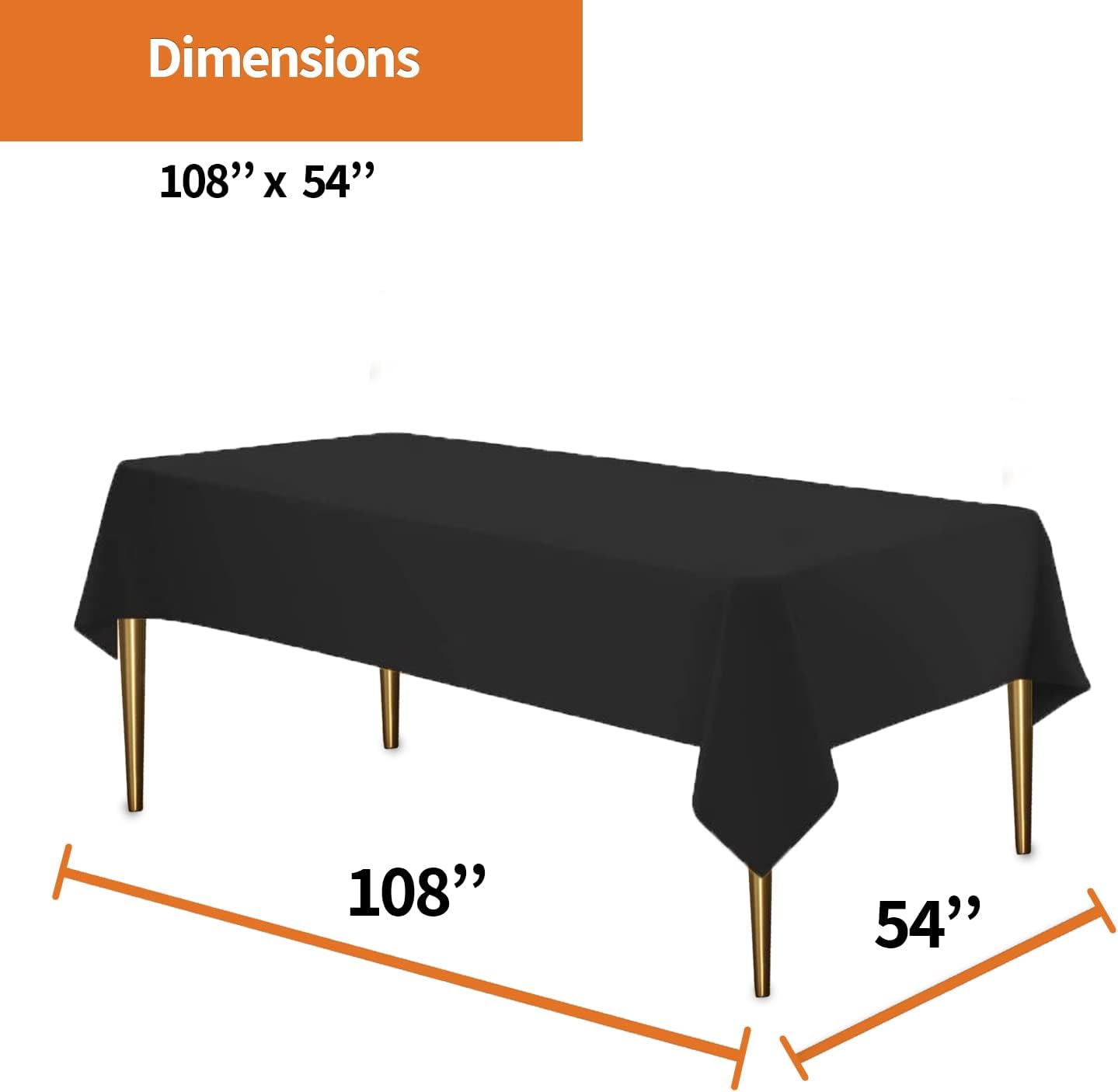 Party Dimensions Black Tablecloth for Rectangle Tables 12 Pack