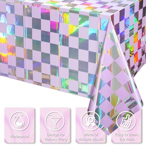 FunnyPars 3 Pack Iridescent Purple Tablecloths