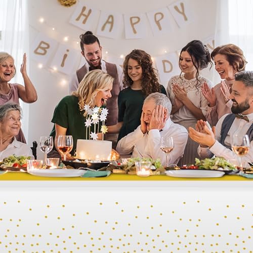 3Pcs White and Gold Tablecloth Party Decorations