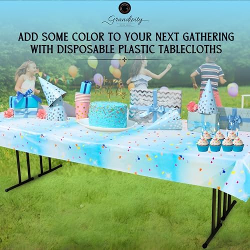 Grandipity 6 Pack Premium Disposable Blue Tablecloth 54x108 Inch Rectangle
