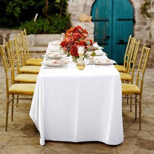 KINREEB Satin Table Cloth 58x102 Inch White