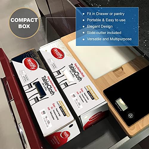 Neatiffy 54 in x 100 Ft Tablecloth Roll with Slide Cutter - Waterproof Cover for Tables