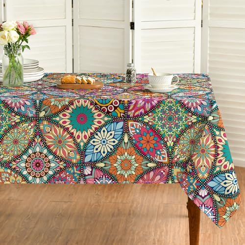 Horaldaily Boho Style Rectangular Tablecloth 60x84 Inch