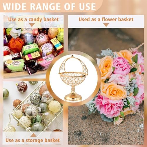 Crystal Candy Bowl Holder Decorative Fruit Bowl Stand Flower Basket Ornament Home Decor Table Centerpiece Gold S