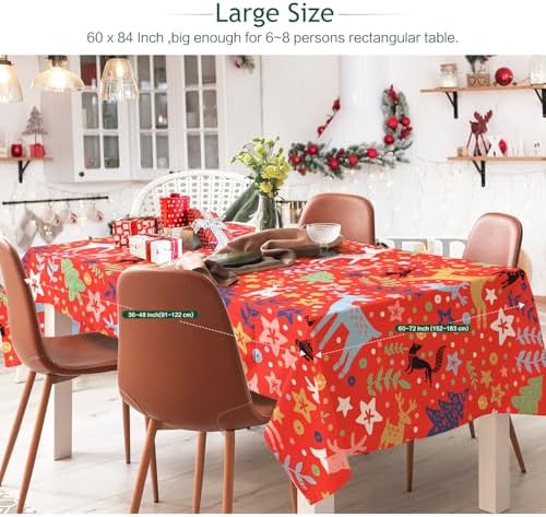 Vimorco Rectangle Tablecloth Christmas Deer