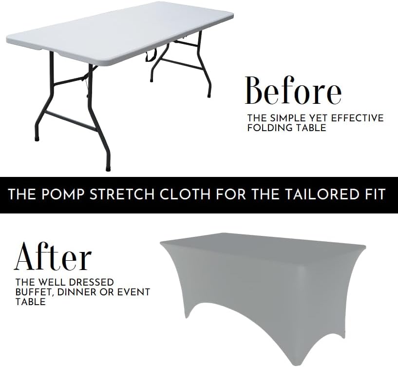 Pomp Stretch Silver 6 Foot Spandex Tablecloth