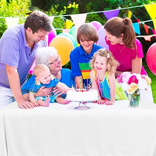 6 Pack White Tablecloths 60x102 Inch Rectangle Table Cover for 6 Foot Tables Stain Resistant Washable