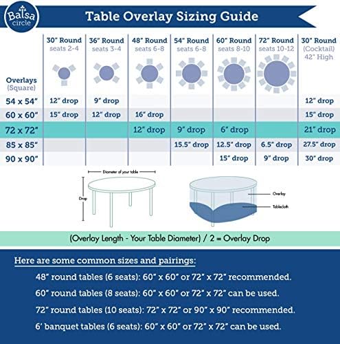 Balsa Circle Satin Table Overlays 10pcs 72x72 Inch