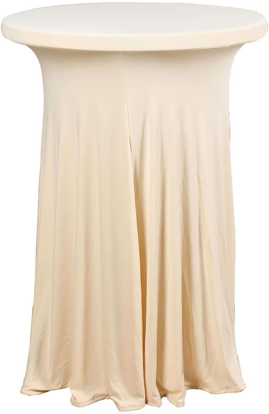 Efavormart Beige Round Spandex Cocktail Table Cover