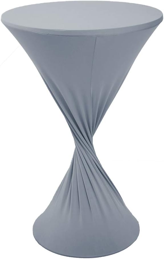 JISEN Cocktail Spandex Fitted Stretchable Tablecloth C-Silver Grey 24x43 Inch