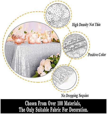 ShinyBeauty Silver Sequin Tablecloth 72x72 Inch Square