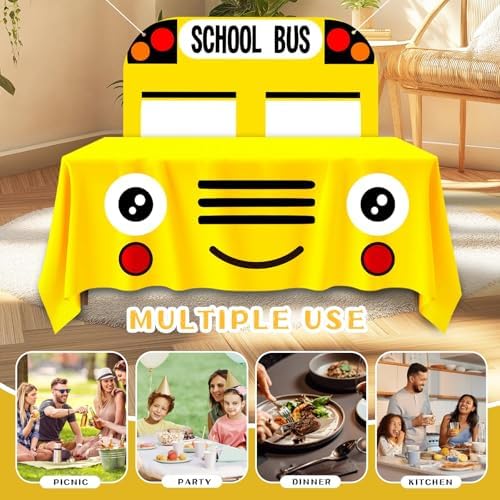 Cumule School Bus Themed Tablecloth and Backdrop Set