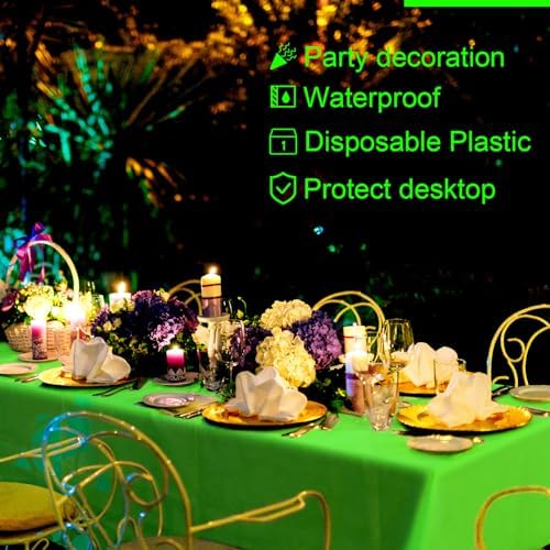Peryiter 12 Pack Assorted Neon Plastic Tablecloths Rectangle Table Covers for Parties
