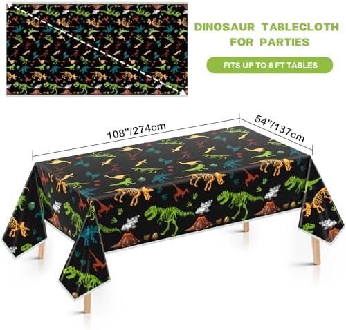 2 Pack Dinosaur Tablecloth 54x108 Inch Waterproof Dino Party Cover for Kids Boy Birthday Decorations