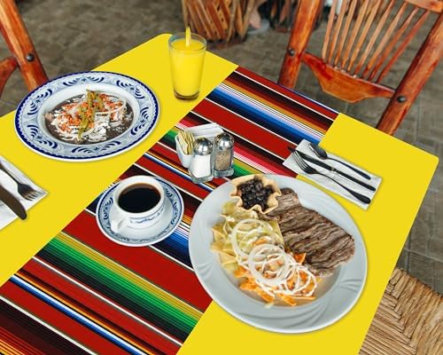 Oudain 12 Pcs Mexican Striped Tablecloth 108x54 Inch Waterproof Fiesta Cover