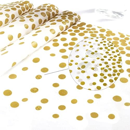 8 Piece Green and Gold Plastic Tablecloth 54x108 Inch
