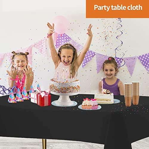 Party Dimensions Black Tablecloth for Rectangle Tables 12 Pack