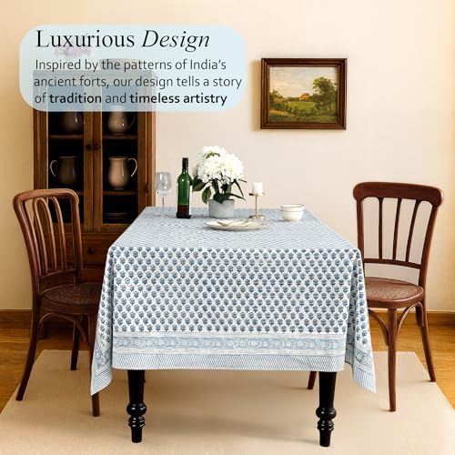 CPC Cotton Print Club 60x60 Inch Apatite Blue Tablecloth