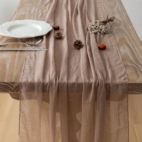 Nude Cheesecloth Table Runner 120 Inch Rustic Boho Decor