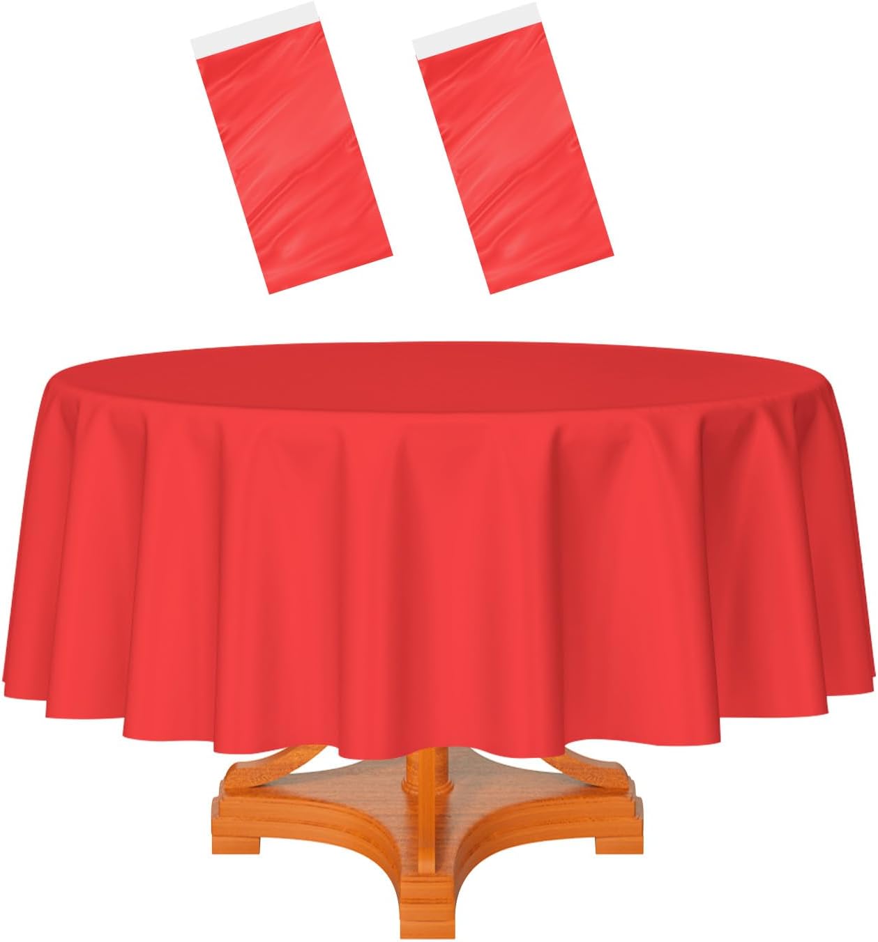 HEIPINIUYE 2 Pack Red Round Tablecloth 84 Inch Waterproof Disposable Table Cover