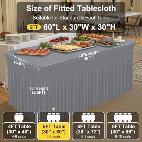 Smiry Spandex Tablecloth 5FT Rectangle Grey