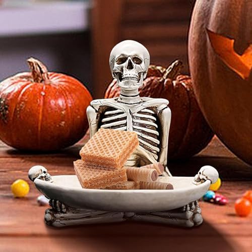 Halloween Candy Bowls with White Skull and Ghost Design