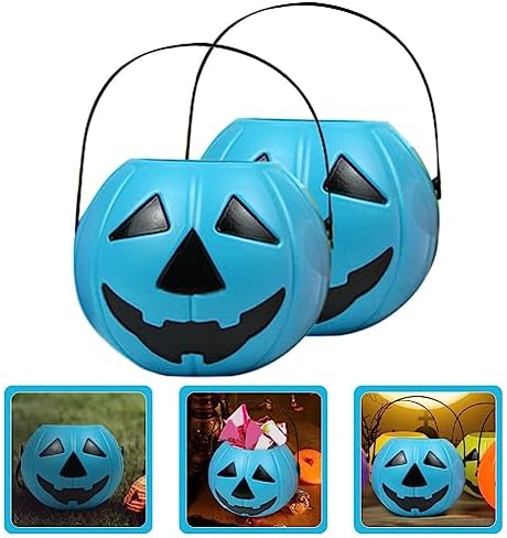 VOSAREA 2pcs Pumpkin Bucket Halloween Candy Server with Handles