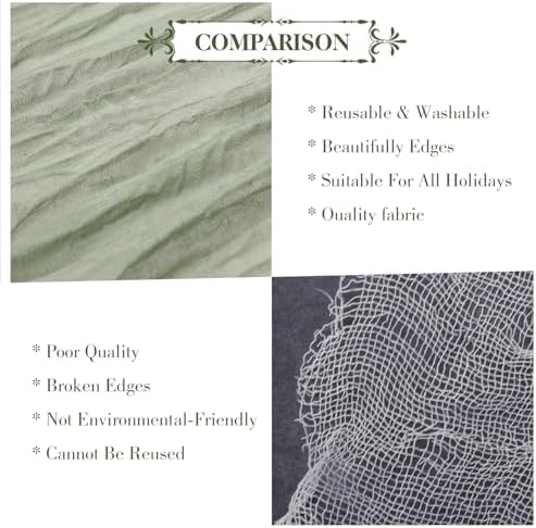 Le Courant 10 Ft Sage Green Cheesecloth Table Runner