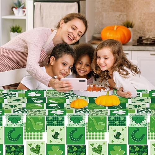 2PCS St Patricks Day Tablecloths Green Shamrock 54x108 Plastic Disposable Party Covers