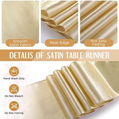 Breling 8 Pack White Gold Tablecloths and Satin Runner Set
